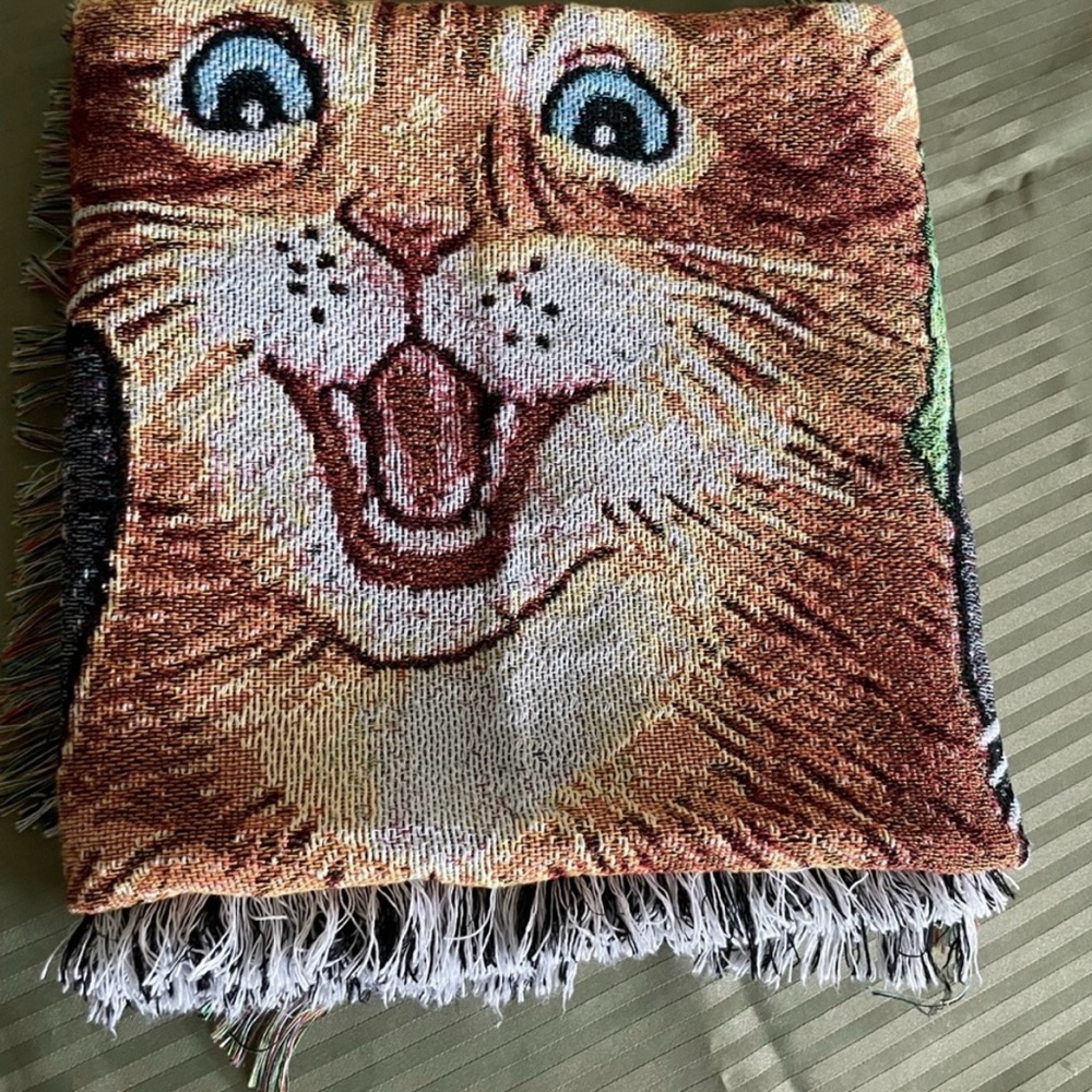 Cat Face Throw Blanket - Orange Cat Design